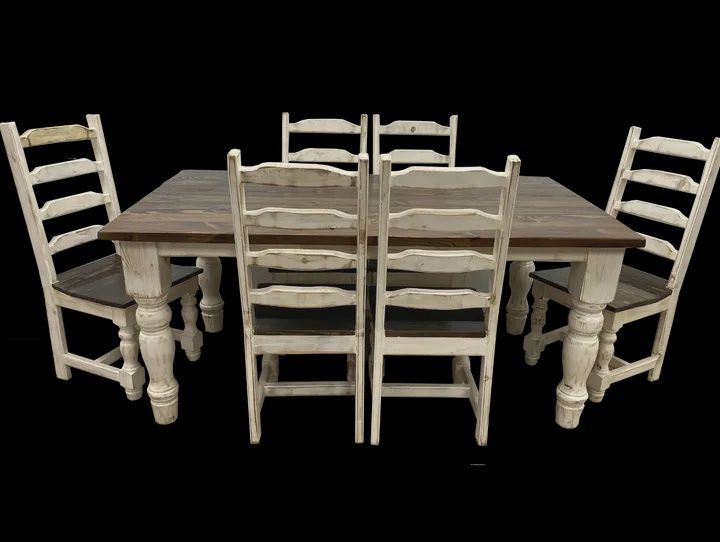 CREAM TABLE W/ CHAIRS, COLOR: CREAM, Size: 6FT W/ 6 CHAIRS