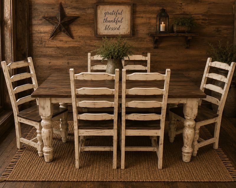 CREAM TABLE W/ CHAIRS