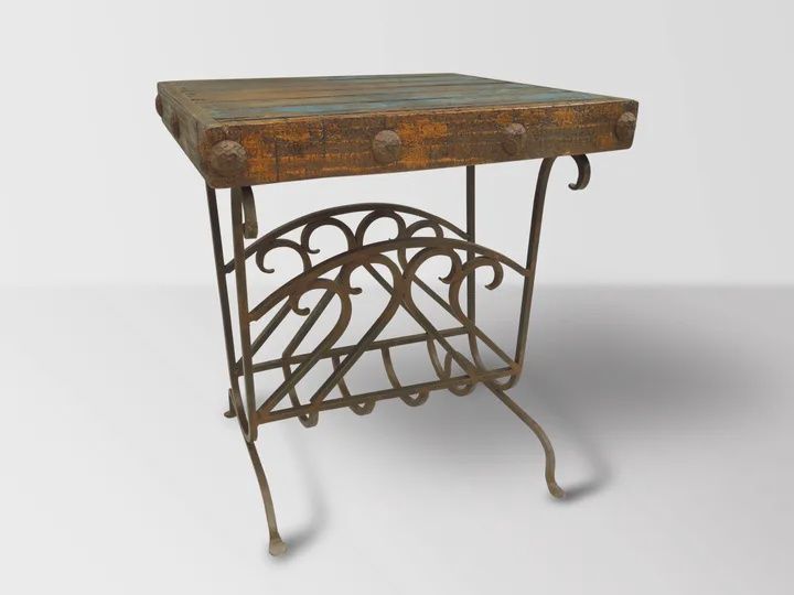 Old Door Iron Telephone Table