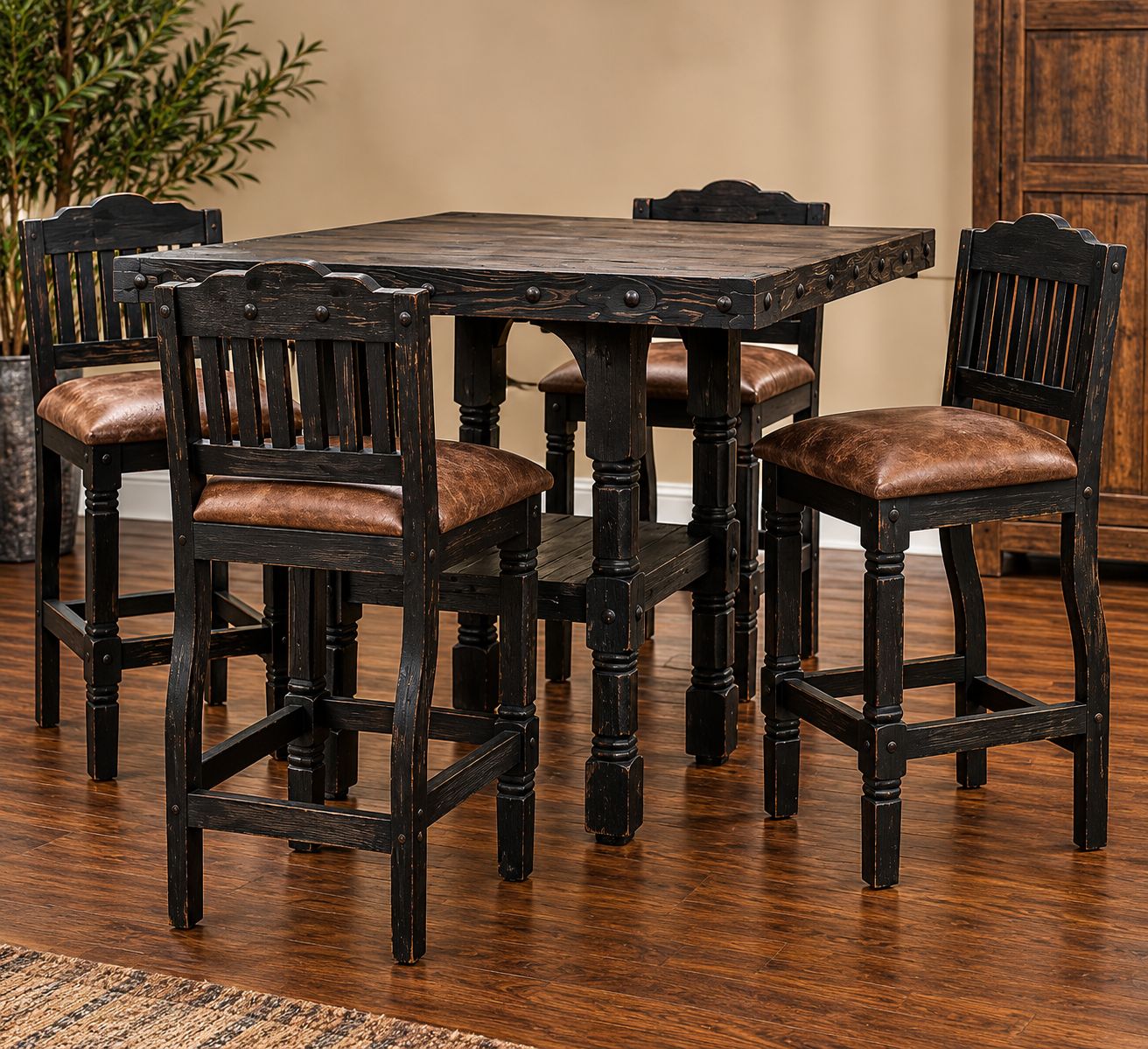 Square Pub Table w/ 8 barstools w/ cushions