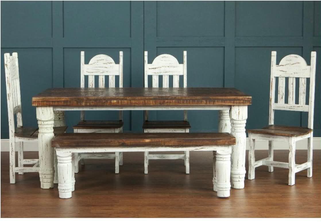 SANTA RITA 6FT WHITE TABLE W/ 4 CHAIRS &amp; BENCH