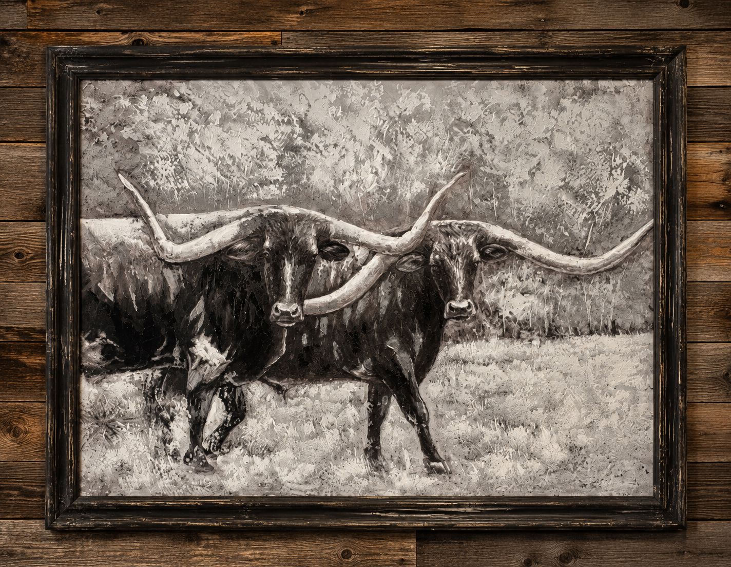 WHITE CANVAS W/ LONGHORNS LG
