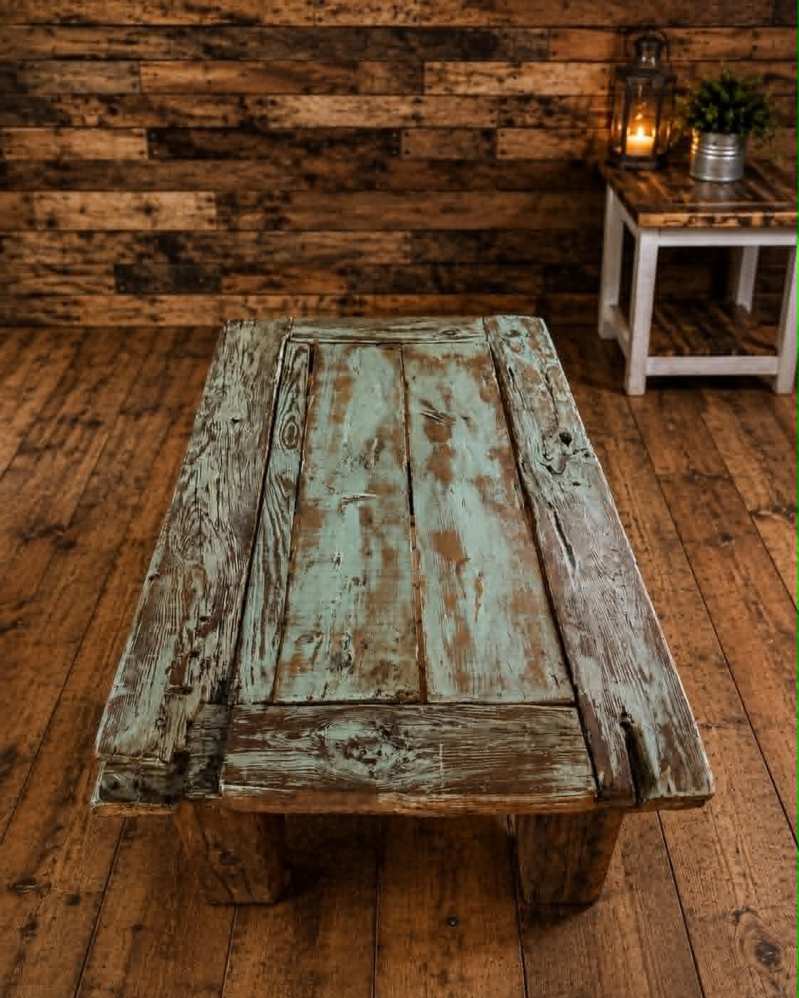 OLD DOOR COFFEE TABLE W/TURQUOISE