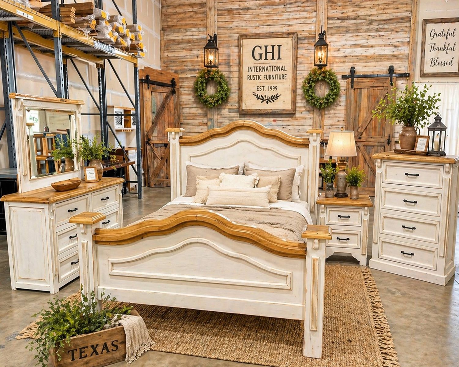 ALIS QUEEN   WHITE BEDROOM    SUITE 5PC W/ MIRROR