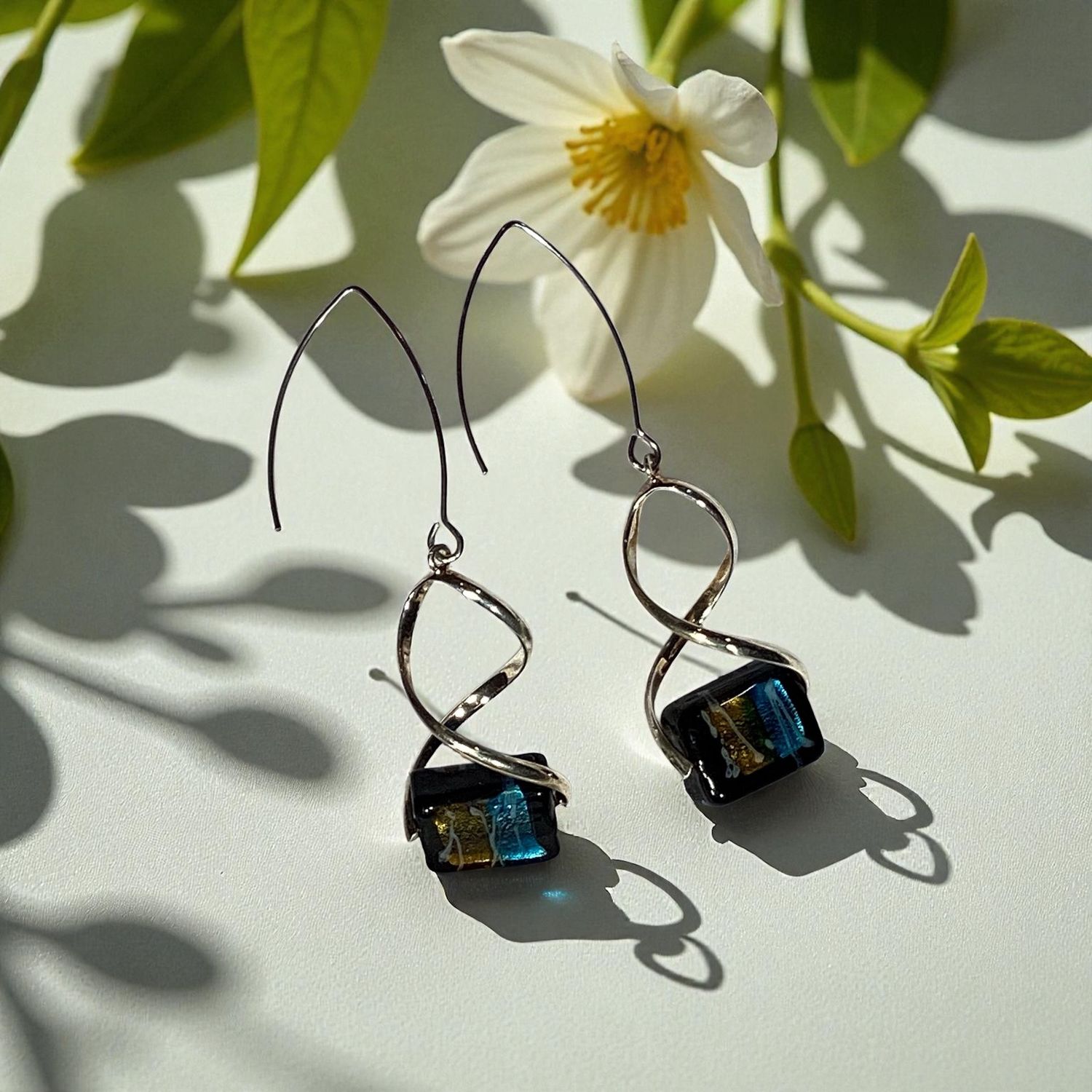 Lamp work Twisted Earring