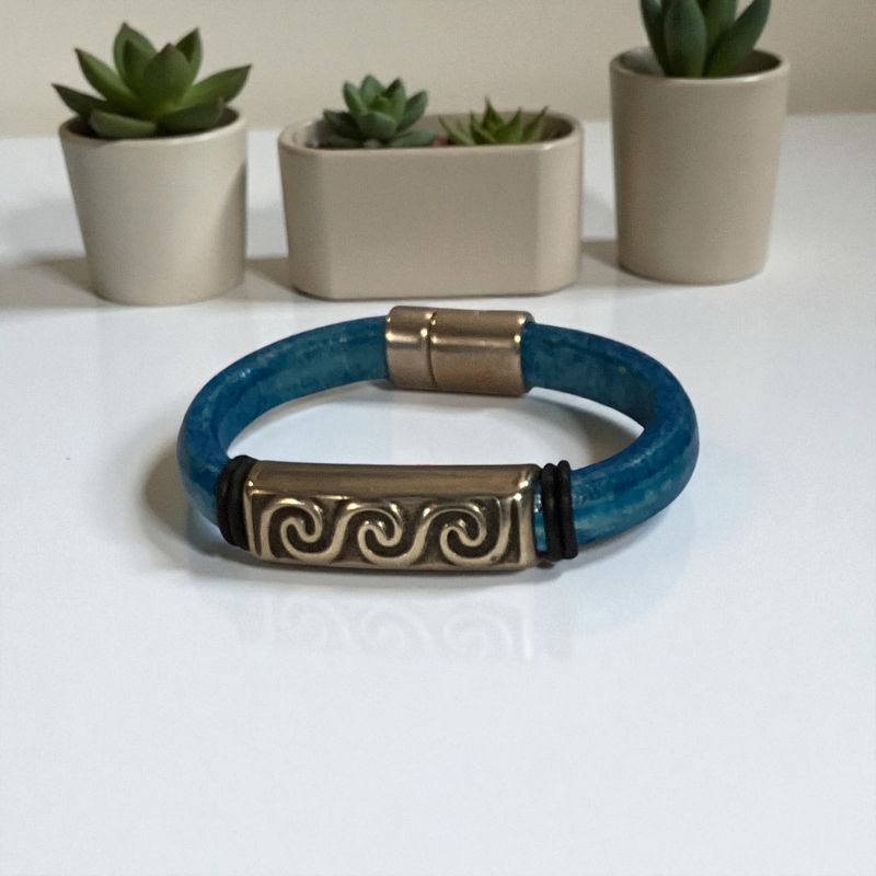 Blue Leather Bracelet