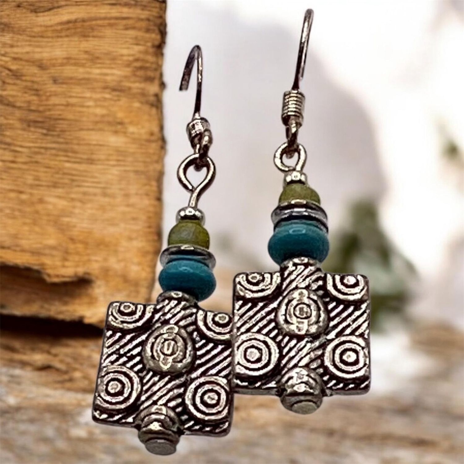 Round Square Earrings