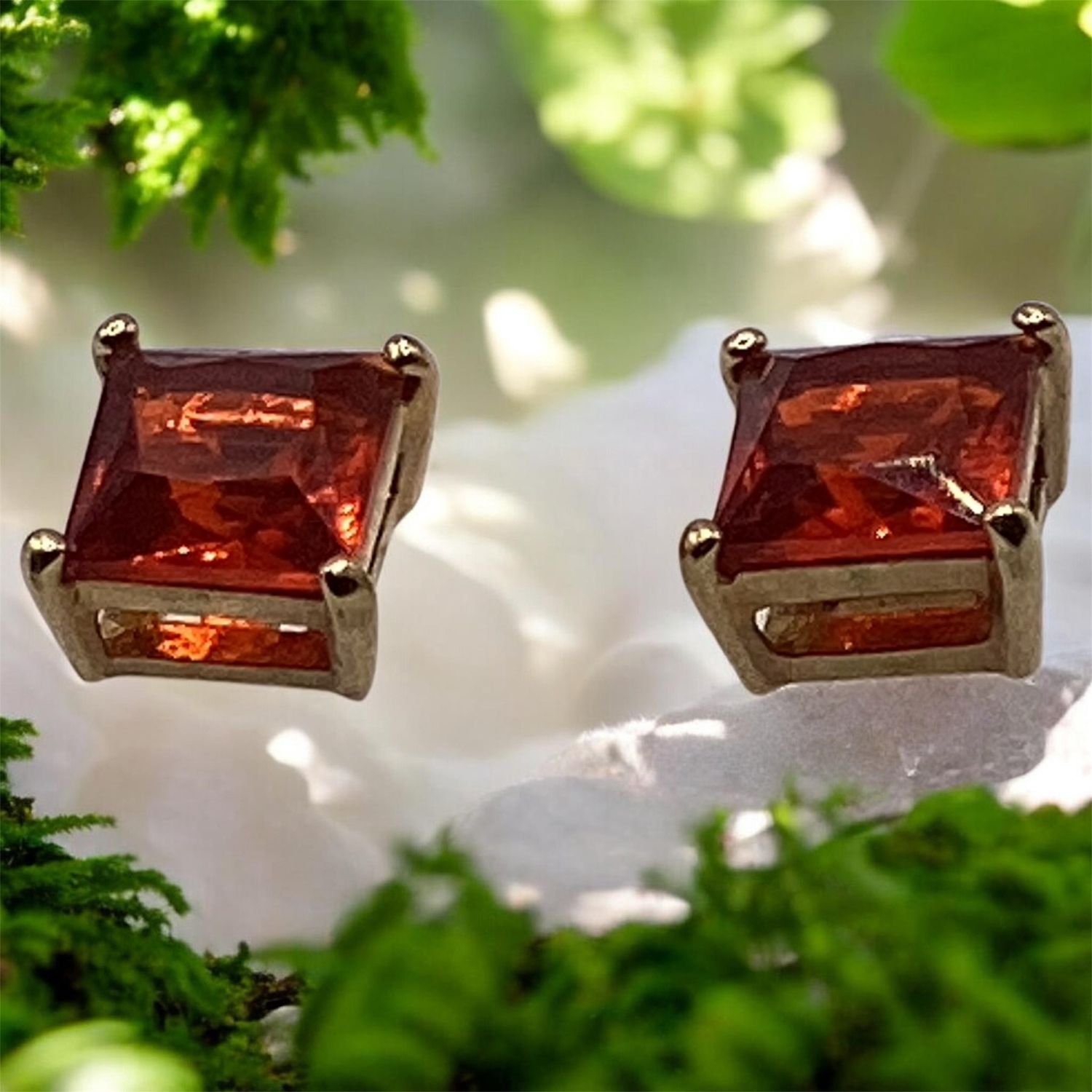 Red Square Earrings