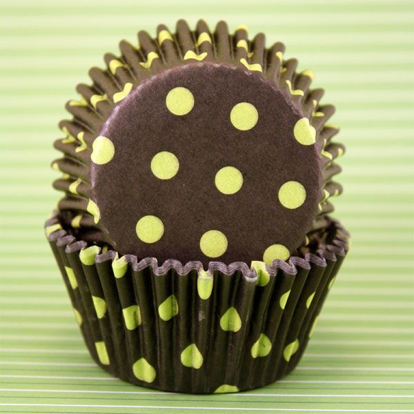 Black and Yellow Polka Dot Baking Cups