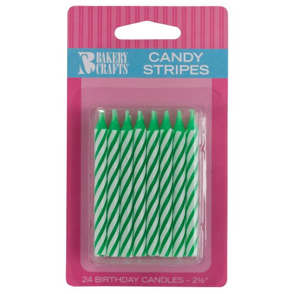 Green Candy Stripe Candles(24ct)