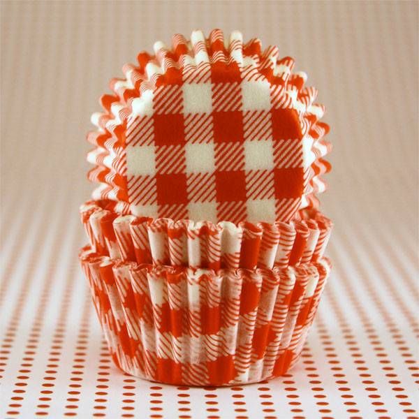 Orange Gingham Baking Cups Mini (40-50ct)