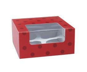 Red Dot Cupcake Box (Holds 4)