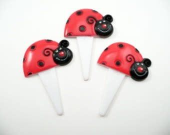 Lady Bug Cupcake Picks