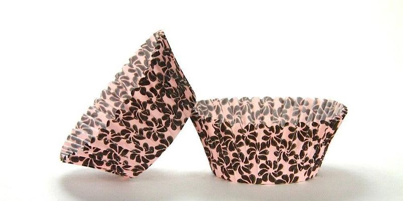 Pink with Black Pinwheels Baking Cups