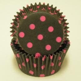 Black and Pink Polka Dot Baking Cups