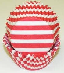 Red Wide Stripe Baking Cup (30-35ct)