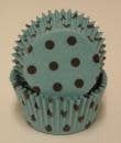 Aqua and Brown Polka Dot Baking Cups