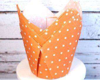 Tulip Baking Cups (Orange Dot)