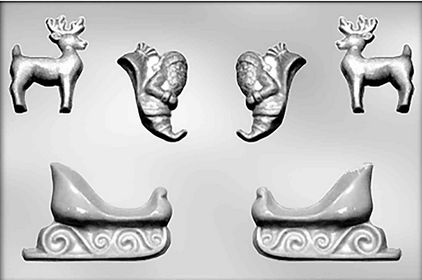 3D Santa, Sleigh and Reindeer Chocolate Mold