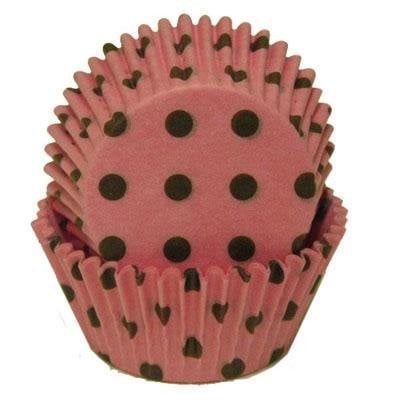 Pink with Brown Polka Dot Baking Cups (30-35ct)