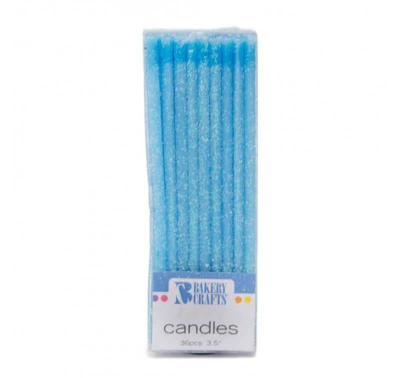 Slim Glitter Candles (Blue) 24ct.