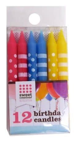 Birthday Candles Stripes and Dots - 12 ct.