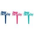 Happy Birthday Script Cupcake Picks(teal, navy, pink) 12/pkg