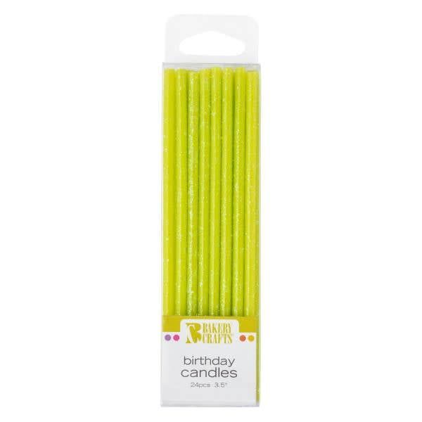 Slim Glitter Candles (lime green) - 24 ct