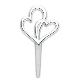 Double Hearts Cupcake Picks - Silver (12/pkg)