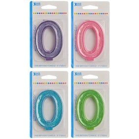 Numeral Glitter Candle "0"