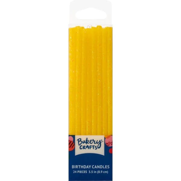Slim Glitter Candles (Yellow) 3.5" - 24 ct.