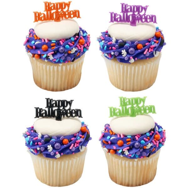 Happy Halloween Script Cupcake Picks (12/pkg)