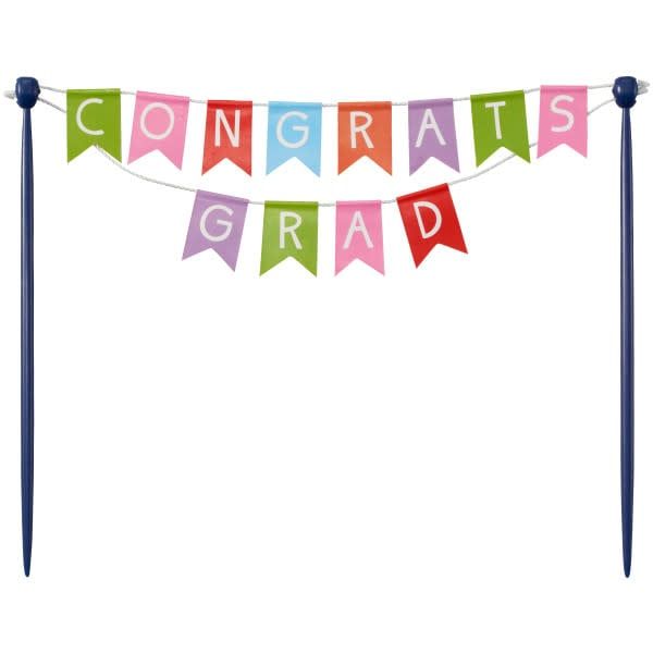 "Congrats Grad" Colorful Banner Cake Topper