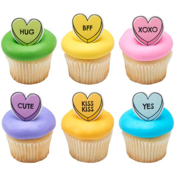 Candy Hearts Cupcake Rings (12/pkg)