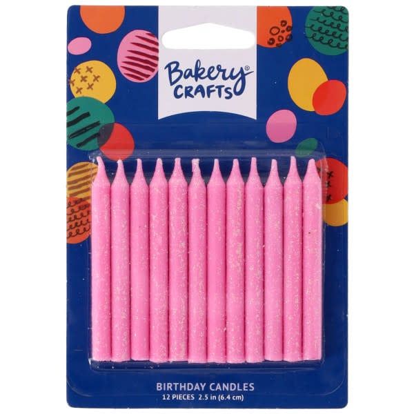 Glitter Candles (Pink) 12 count