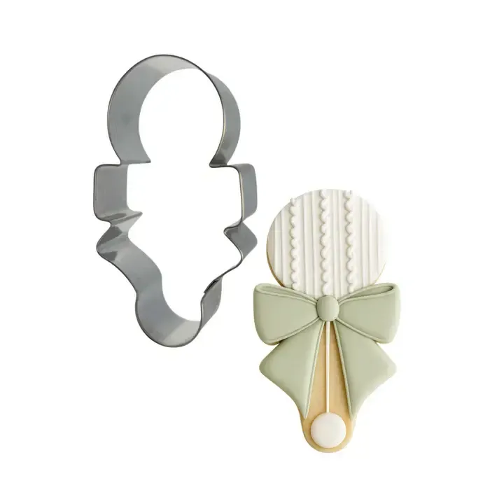 Baby Rattle with Bow Cookie Cutter (4")