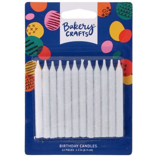Glitter Candles (White) 12 count