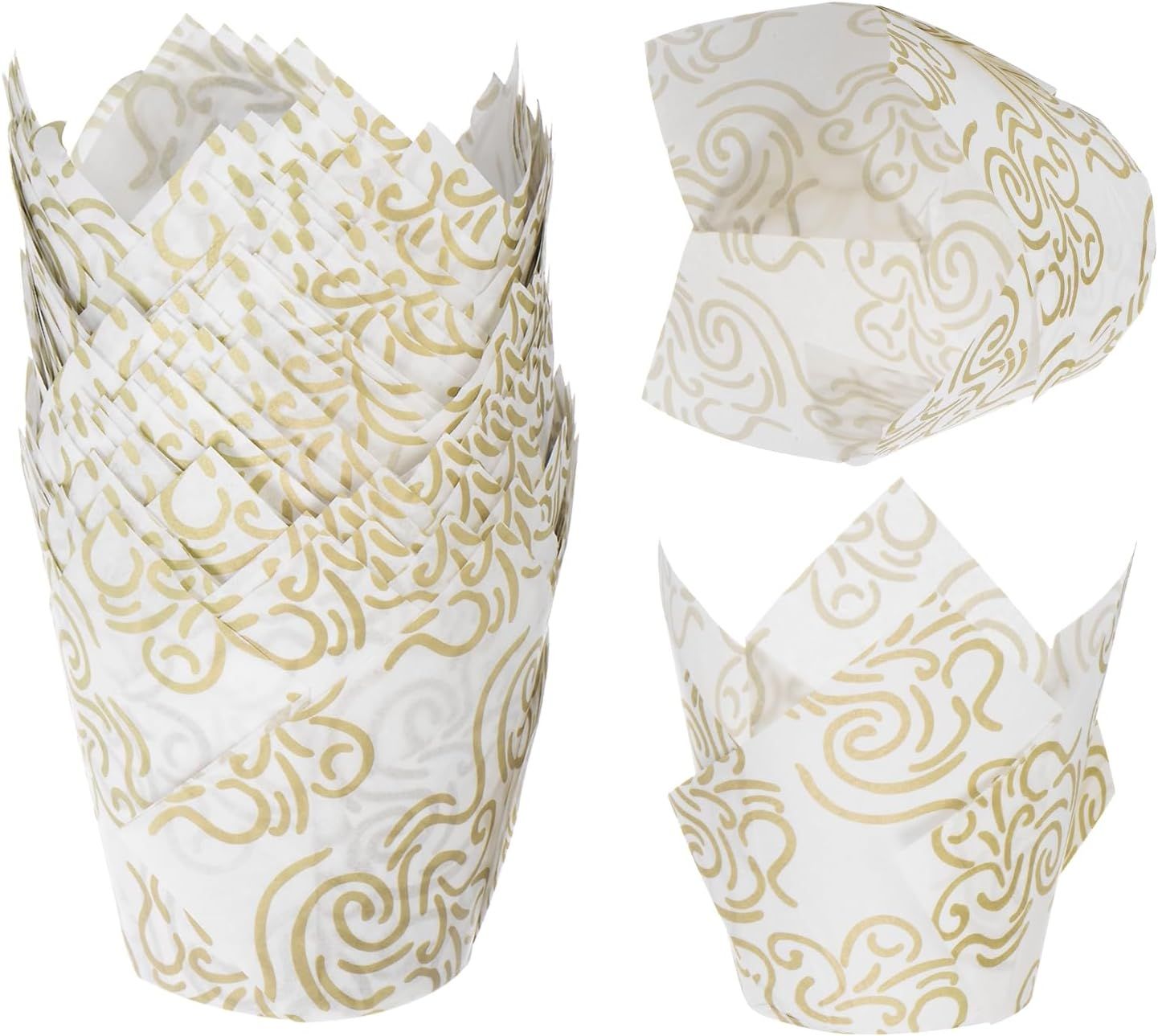 Gold Swirl Tulip Baking Cups (24ct)