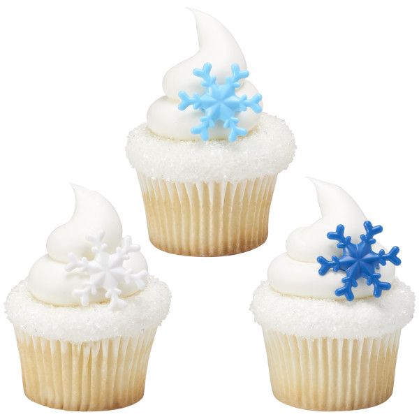 Blue Snowflake Cupcake Rings (12ct)