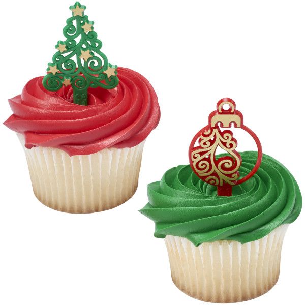 Tree and Ornament Icons Cupcake Picks (12ct)