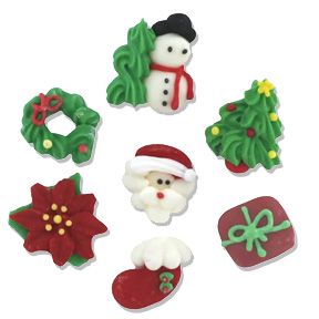 Mini Christmas Royal Icing Assortment. (1/2″ – 1″ ) Set of 7