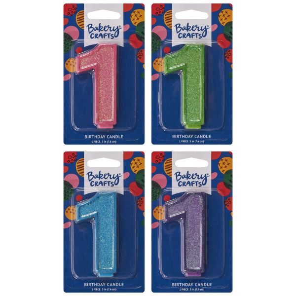 Numeral Glitter Candle "1"