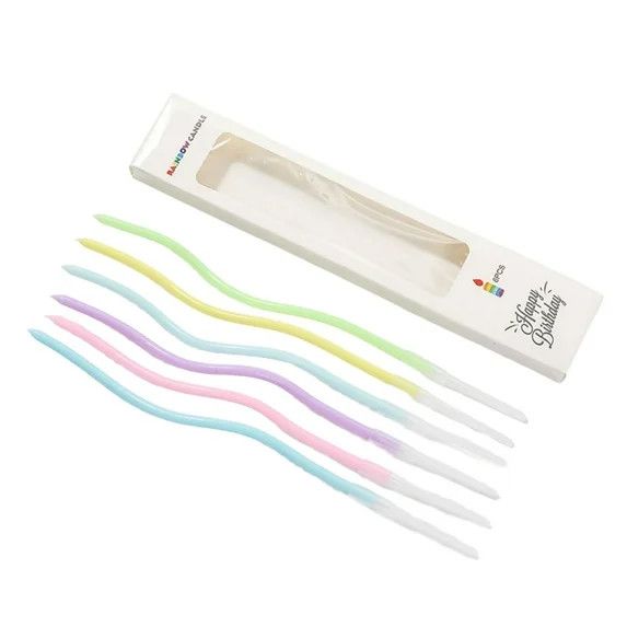Curved Candle - 6 Count (Pastel  Colors)