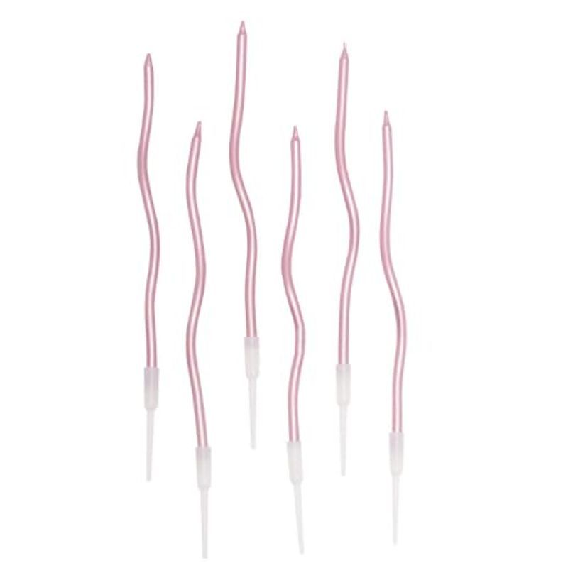 Curved Candle - 6 Count (Pink Shimmer)