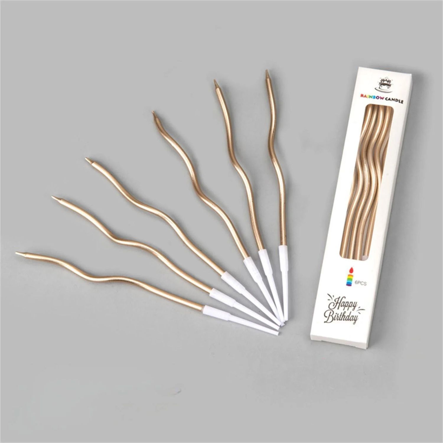 Curved Candle - 6 Count (Champagne Gold)