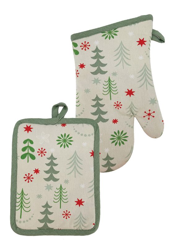 Oven Mitt and Pot Holder ( Greenery) 2 pc set