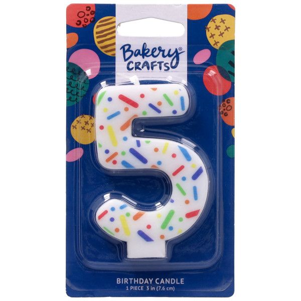 Rainbow Sprinkle Numeral Candles (5)