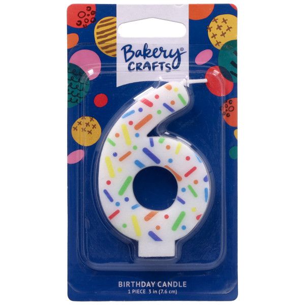 Rainbow Sprinkle Numeral Candles (6)