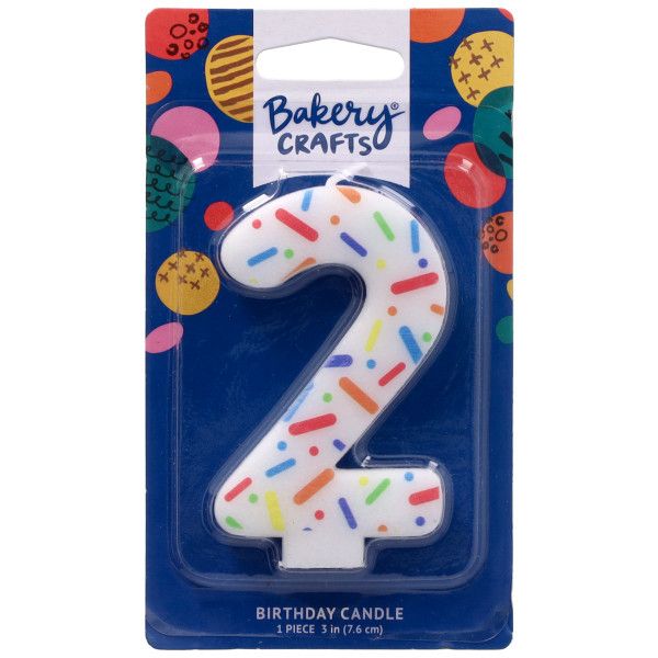 Rainbow Sprinkle Numeral Candles (2)