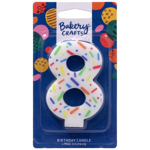 Rainbow Sprinkle Numeral Candles (8)